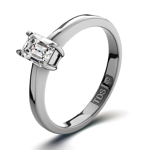Certified Emerald Cut Platinum Diamond Engagement Ring 0.25CT-F-G/VS